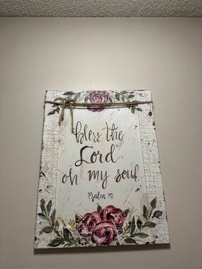 Kirklands Floral 'Bless the Lord' Wall Sign - Pink & Green